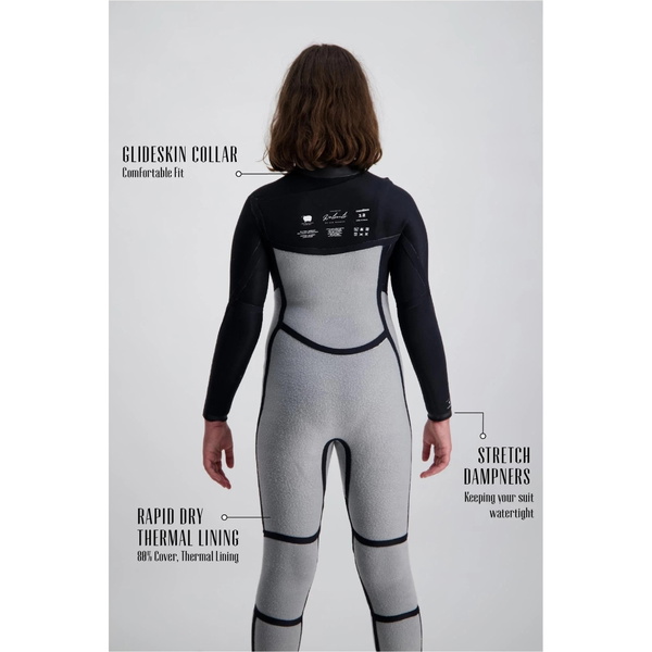 2024 Coastlines Enfants Merino Insulator Series 4/3mm Chest Zip Combinaison Néoprène 131157 - Black